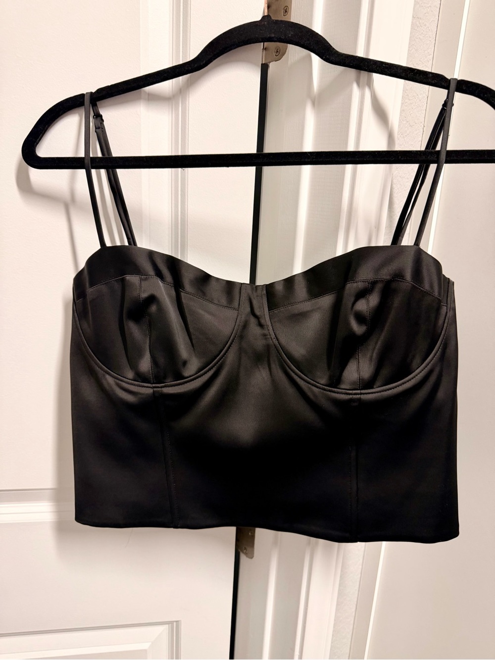 ANTONIO MELANI Black Satin Bustier Crop Top
